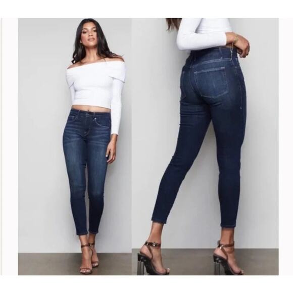 Good American Good Legs Skinny Cropped Jeans in Blue260 Womens Size 14/32 - Picture 1 of 11